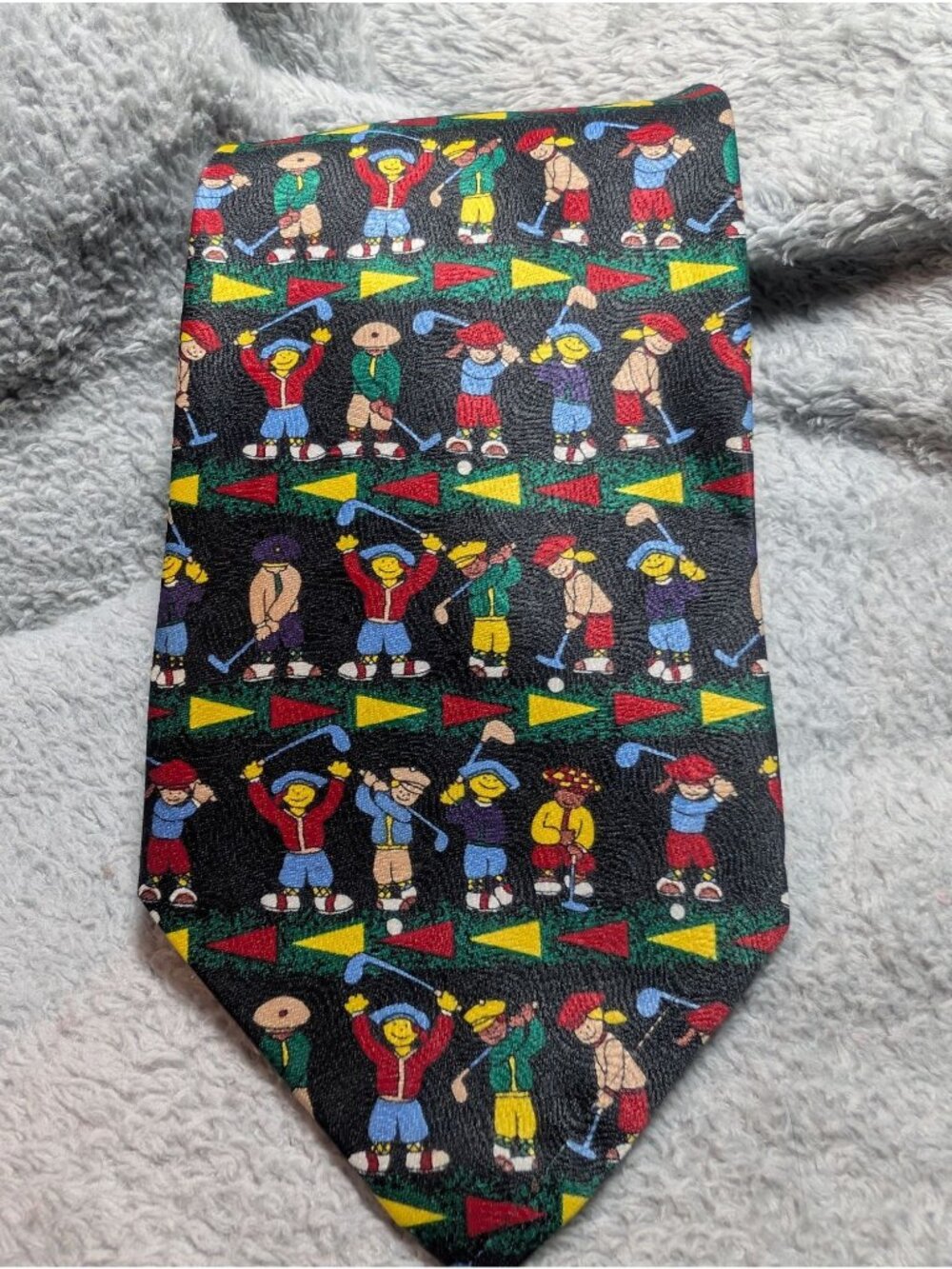 Childrens Miracle Network Golf-Themed Tie Colorful Cartoon Design Made In Korea
